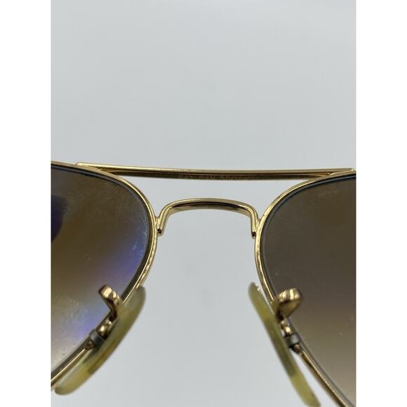 Ray Ban RB 3025 Large Aviator Gold Brown Grey 58MM 58 14 Sunglasses Classic Auth - Picture 9 of 10